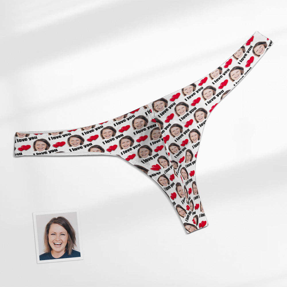 Custom Face Heart Men's Thong Love You Men's Briefs - MyFaceBoxer