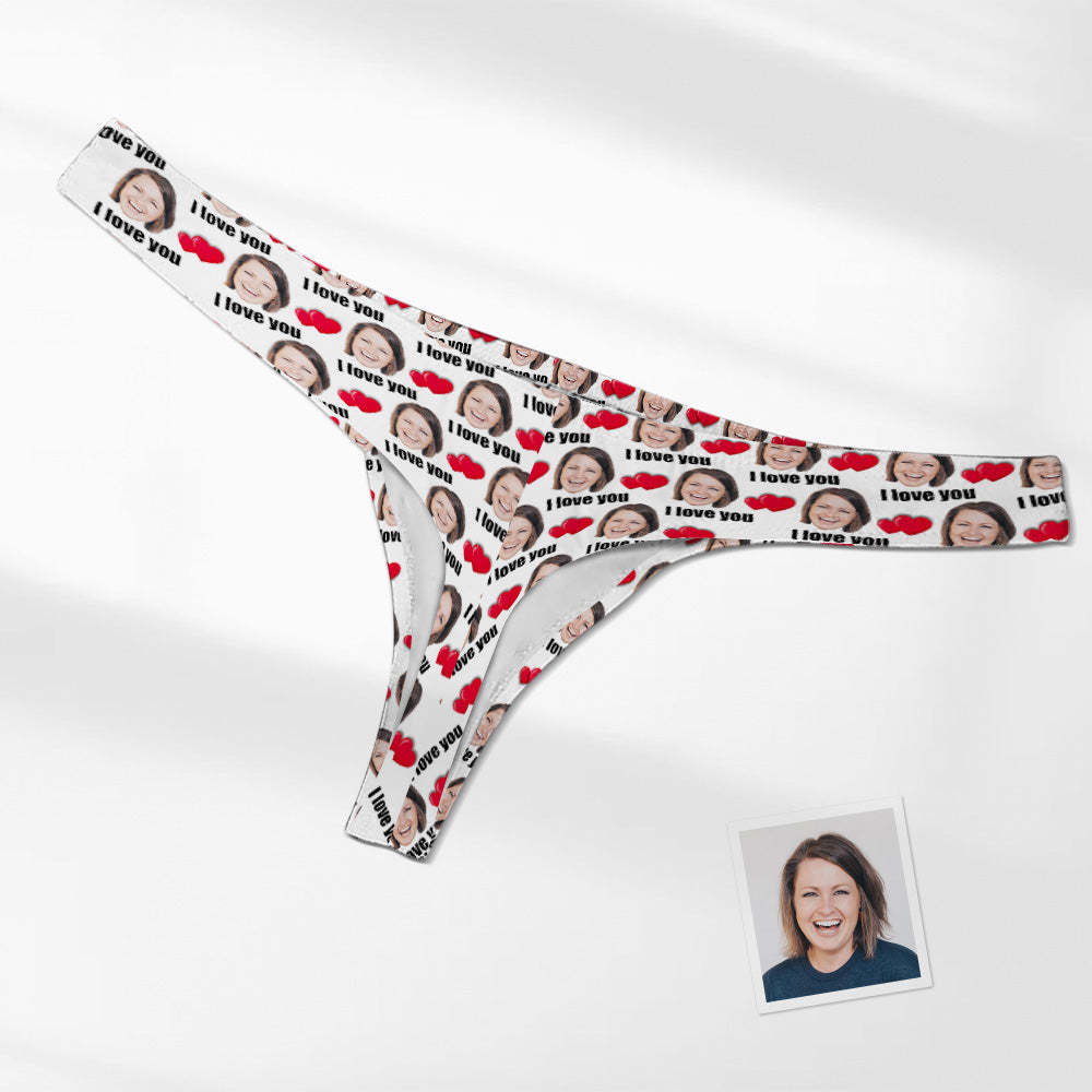 Custom Face Heart Men's Thong Love You Men's Briefs - MyFaceBoxer