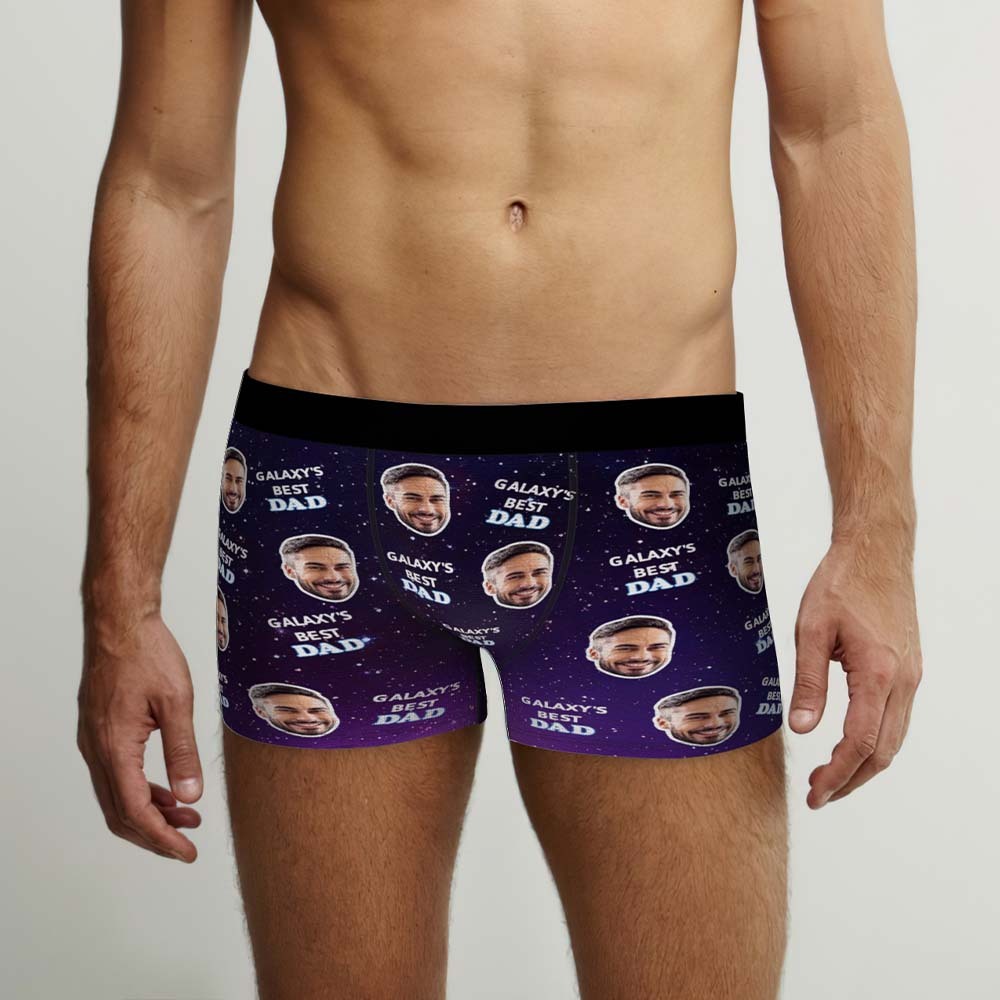 Custom Face Boxers Briefs Personalized Men's Shorts With Photo For Dad - Galaxy - MyFaceBoxer