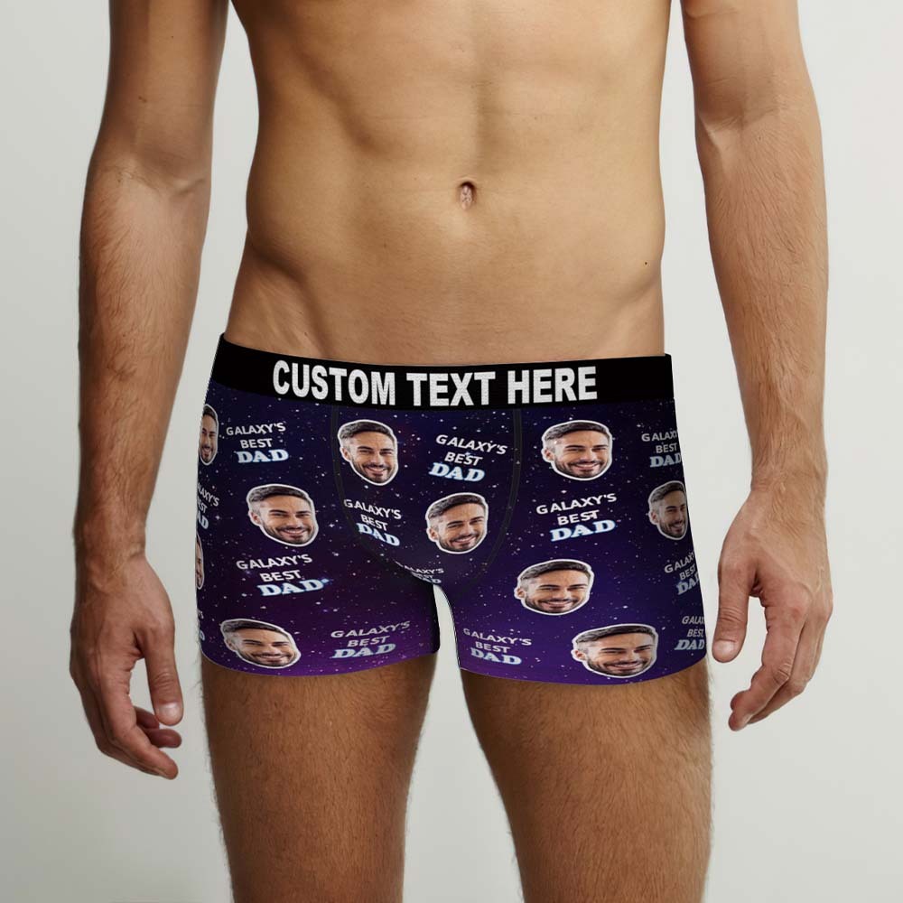 Custom Face Boxers Briefs Personalized Men's Shorts With Photo For Dad - Galaxy - MyFaceBoxer
