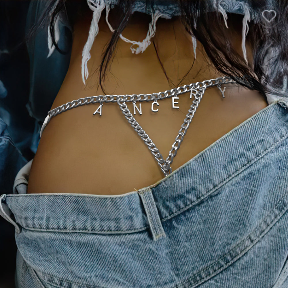 Personalized Sexy Waist Chain Thong Custom Name Letter Thong Gift For Her - MyFaceBoxer