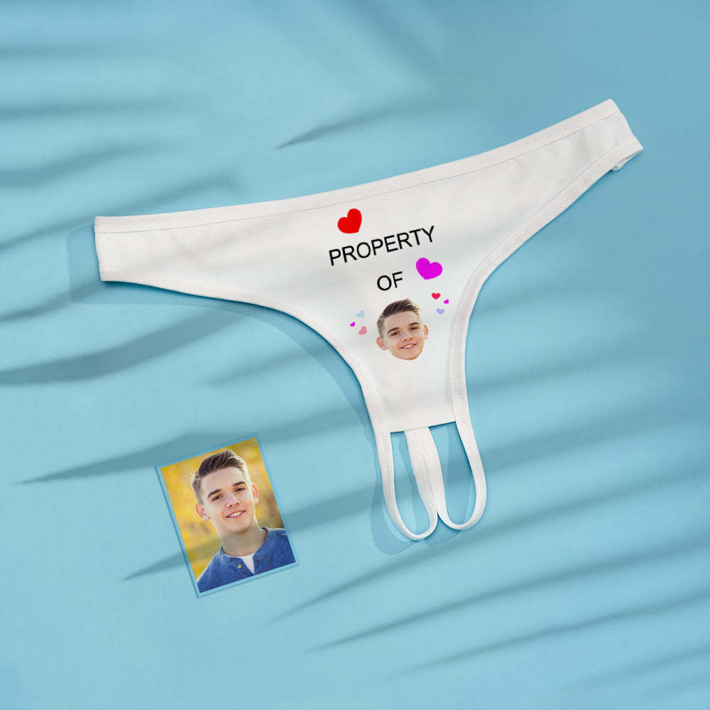 Custom Face Crotchless Panty Property Of You Personalized Open Crotch Lingerie - MyFaceBoxer