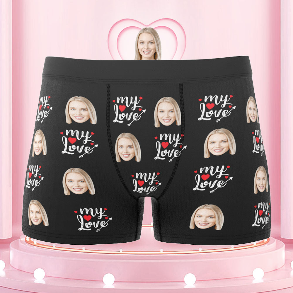 Custom Face Boxers Briefs To My Love Personalized Photo Underwear Gift for Him - MyFaceBoxer