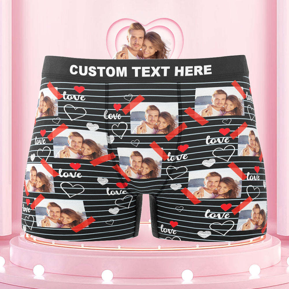 Custom Photo Boxers Briefs Picture of Love Personalized Photo Underwear Gift for Him - MyFaceBoxer