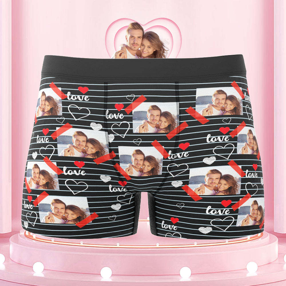 Custom Photo Boxers Briefs Picture of Love Personalized Photo Underwear Gift for Him - MyFaceBoxer