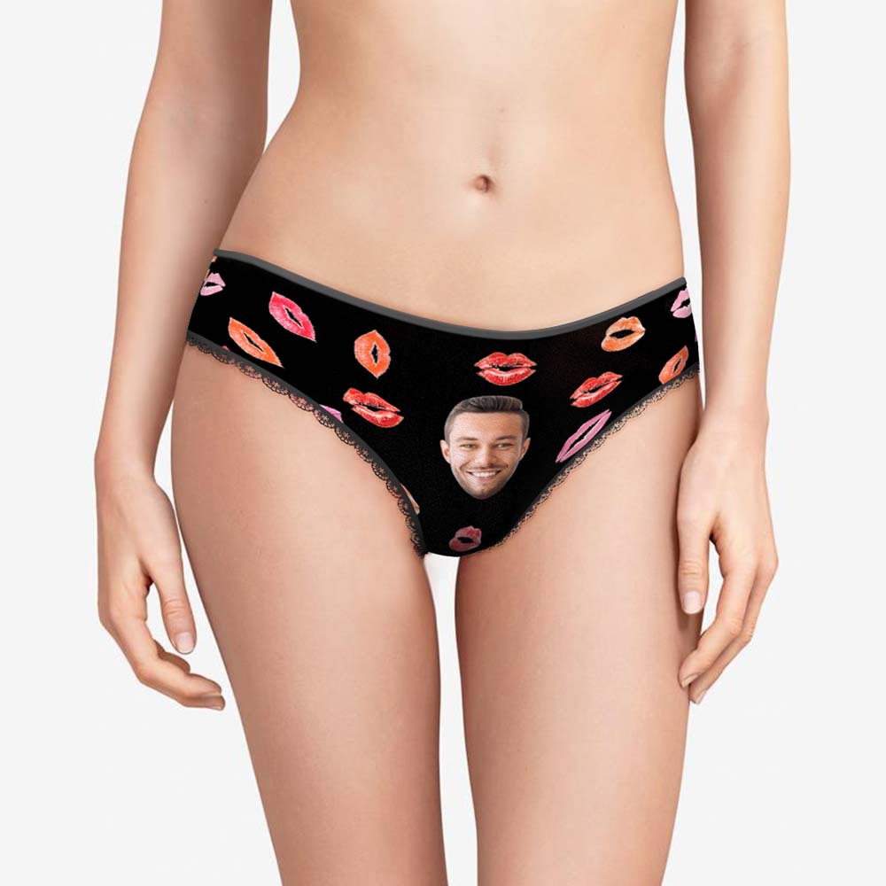 Custom Face Women's Panties Colorful Lipstick of Love Gift for Her - MyFaceBoxer