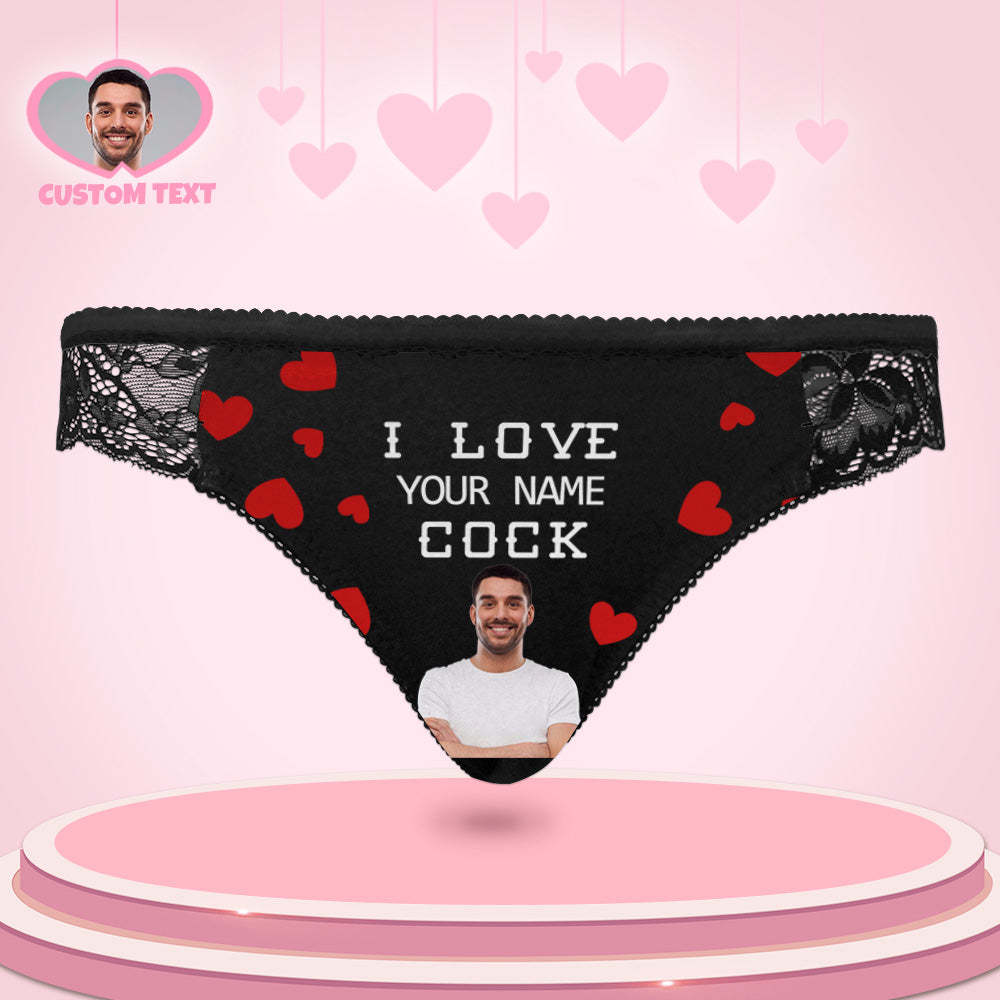 Custom Women Lace Panty I Love Your Cock Face Sexy Panties - MyFaceBoxer