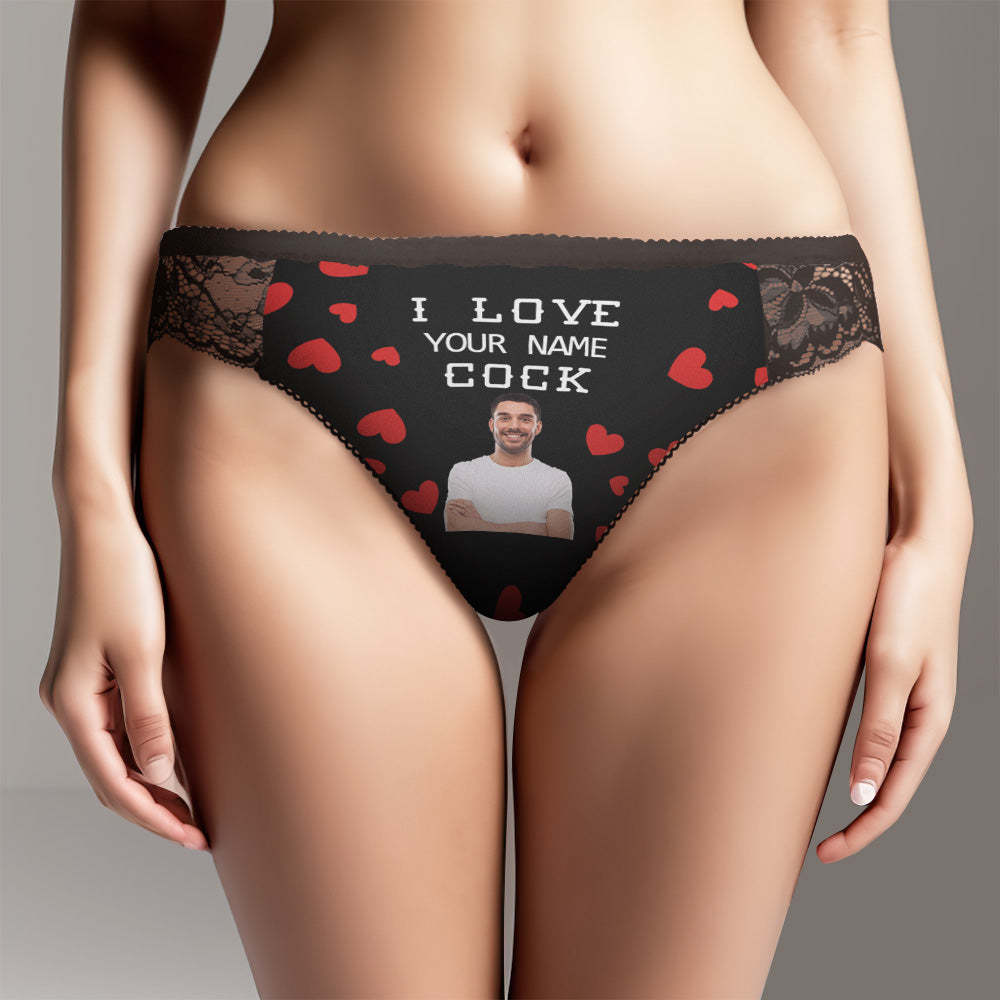 Custom Women Lace Panty I Love Your Cock Face Sexy Panties - MyFaceBoxer