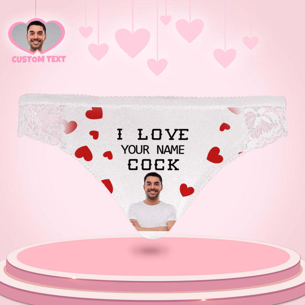 Custom Women Lace Panty I Love Your Cock Face Sexy Panties - MyFaceBoxer