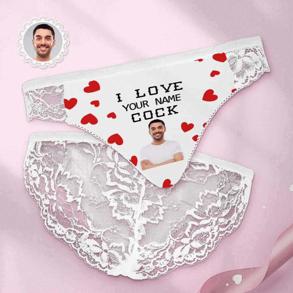 Custom Women Lace Panty I Love Your Cock Face Sexy Panties - MyFaceBoxer