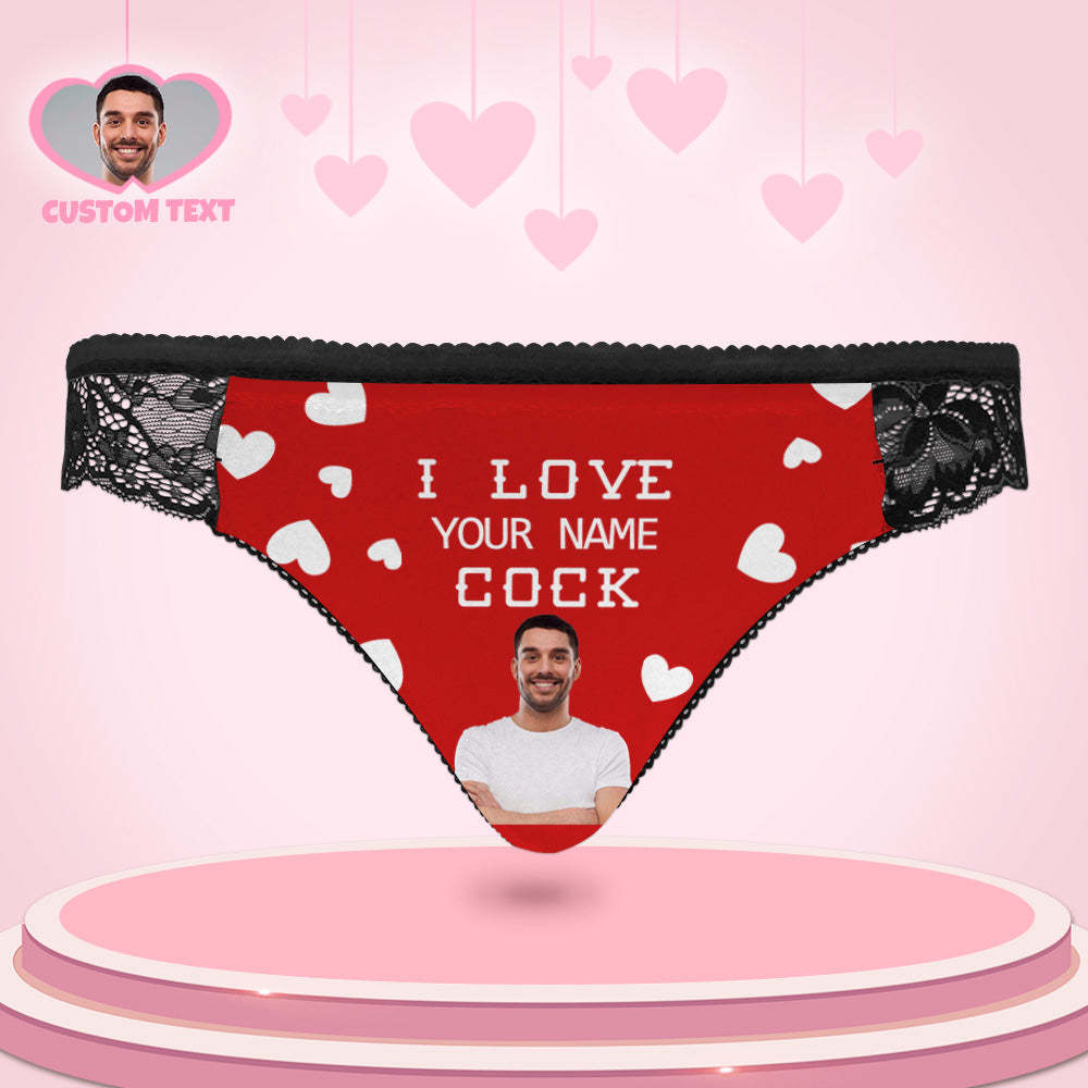 Custom Women Lace Panty I Love Your Cock Face Sexy Panties - MyFaceBoxer