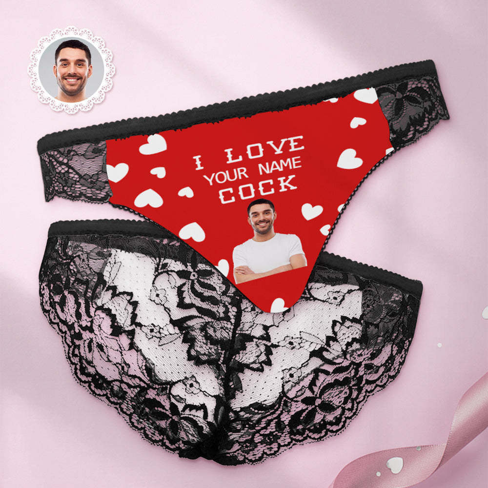 Custom Women Lace Panty I Love Your Cock Face Sexy Panties - MyFaceBoxer