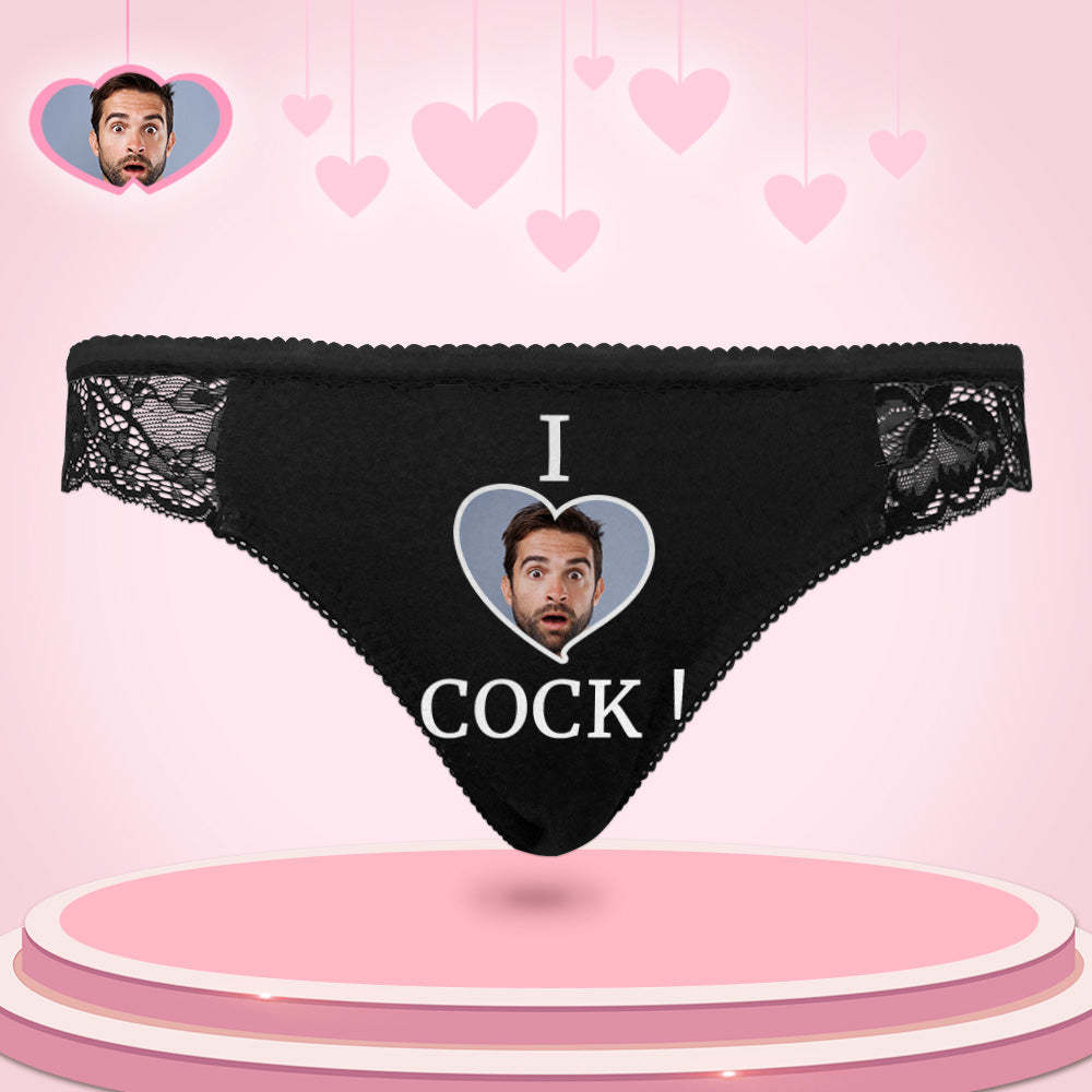 Custom Women Lace Panty I Love Cock Photo Sexy Panties Sweet Gift - MyFaceBoxer