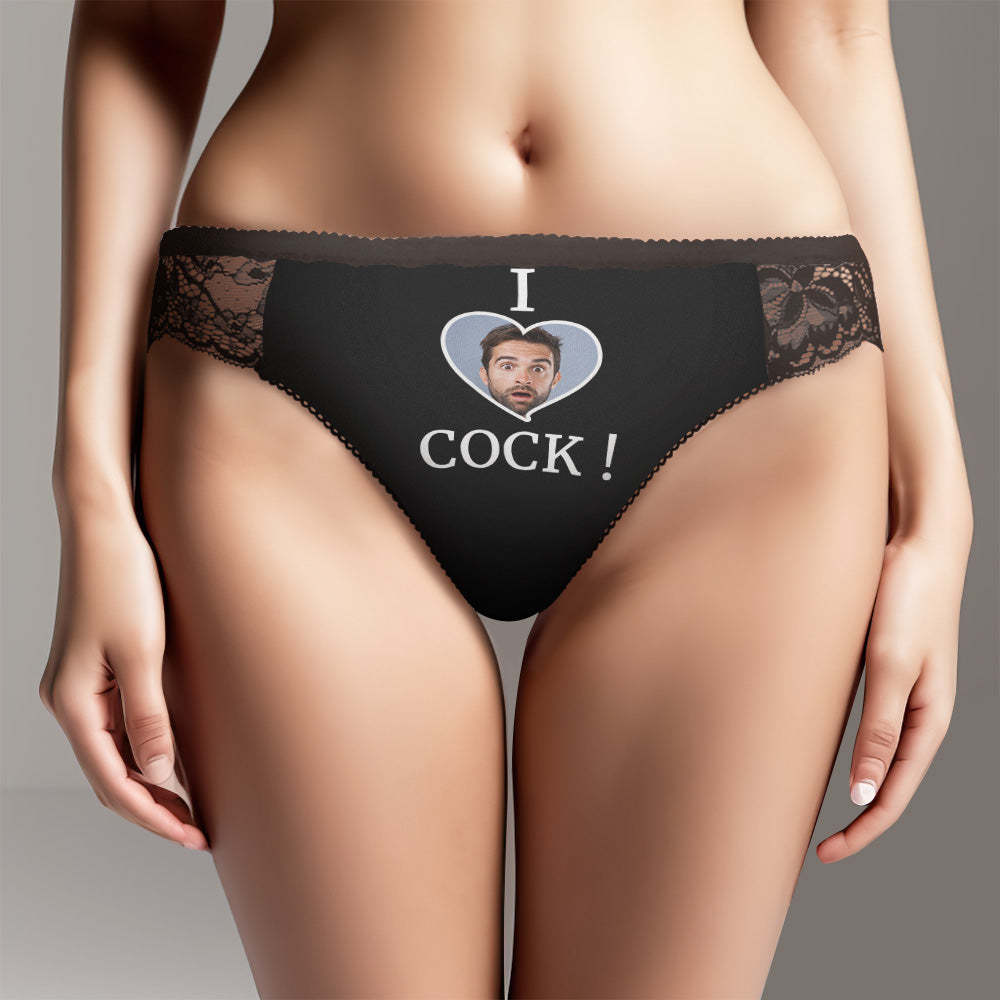 Custom Women Lace Panty I Love Cock Photo Sexy Panties Sweet Gift - MyFaceBoxer