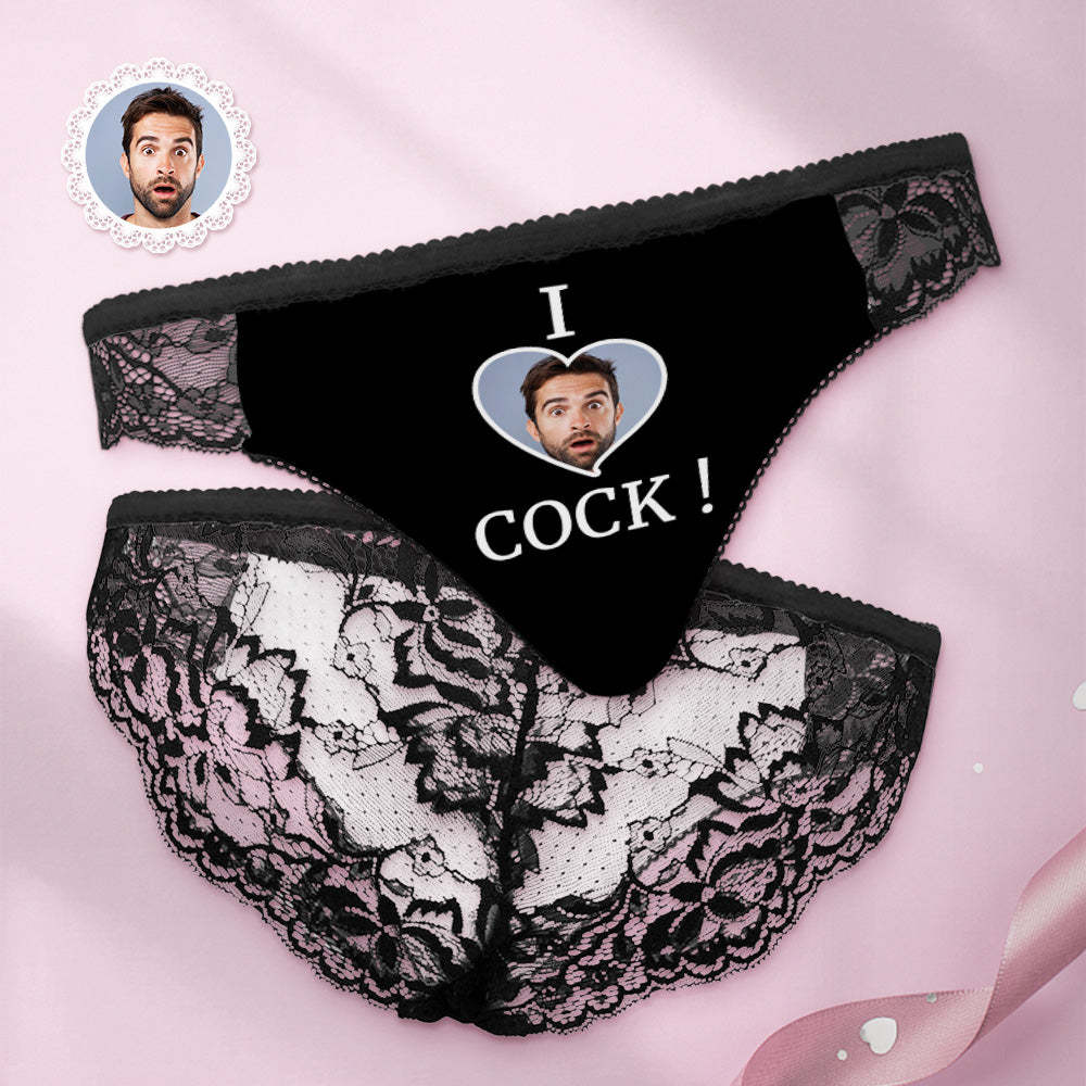 Custom Women Lace Panty I Love Cock Photo Sexy Panties Sweet Gift - MyFaceBoxer