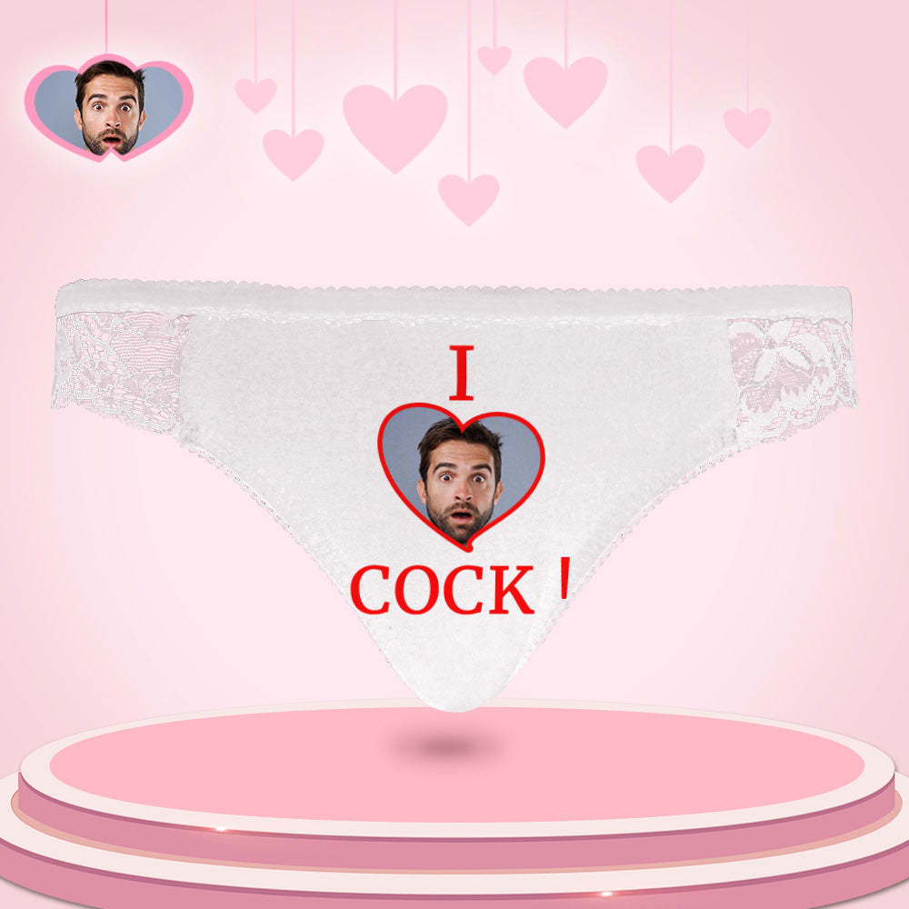 Custom Women Lace Panty I Love Cock Photo Sexy Panties Sweet Gift - MyFaceBoxer