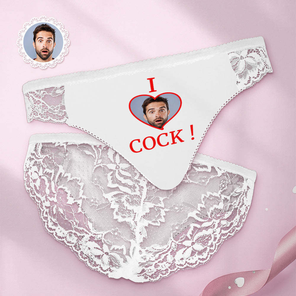 Custom Women Lace Panty I Love Cock Photo Sexy Panties Sweet Gift - MyFaceBoxer
