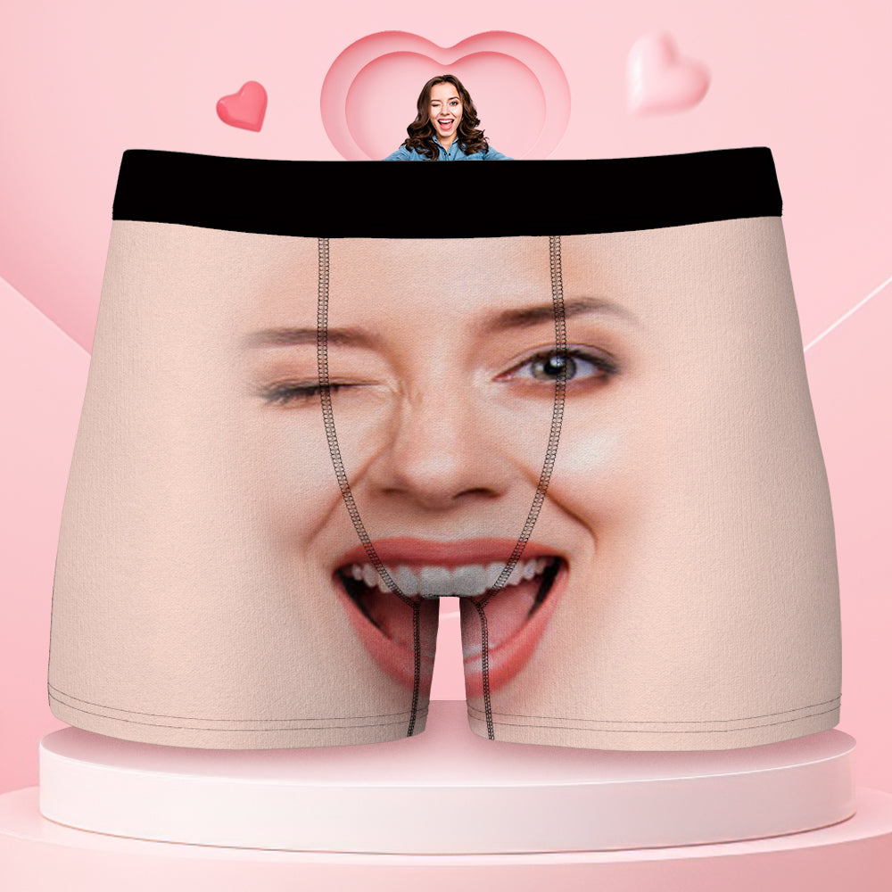 Custom Face Man Boxer Personalized The Whole Face Overall View Gifts For Girlfriend - MyFaceBoxer