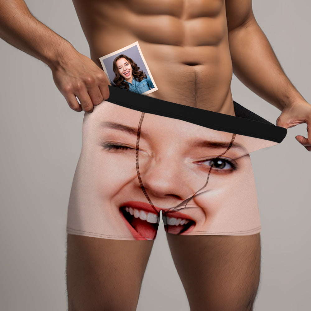 Custom Face Man Boxer Personalized The Whole Face Overall View Gifts For Girlfriend - MyFaceBoxer