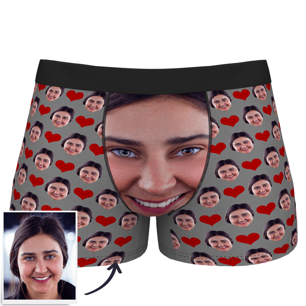 Custom Face Boxer Shorts 3D Online Preview Personalized Photo Boxer with Love Heart - MyFaceBoxer