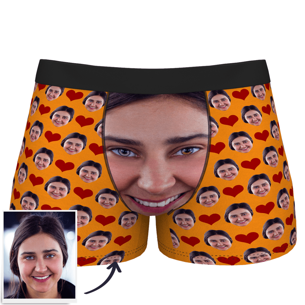 Custom Face Boxer Shorts 3D Online Preview Personalized Photo Boxer with Love Heart - MyFaceBoxer
