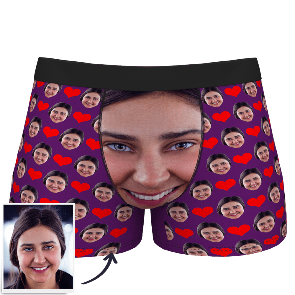 Custom Face Boxer Shorts 3D Online Preview Personalized Photo Boxer with Love Heart - MyFaceBoxer