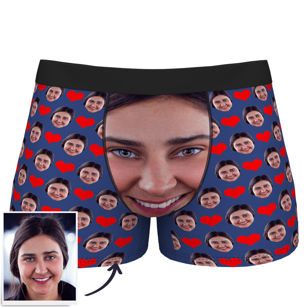 Custom Face Boxer Shorts 3D Online Preview Personalized Photo Boxer with Love Heart - MyFaceBoxer