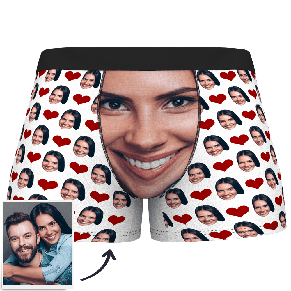 Custom Face Boxer Shorts 3D Online Preview Personalized Photo Boxer with Love Heart - MyFaceBoxer