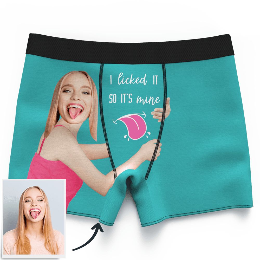 Men's Custom Face On Boxer Shorts I licked IT SO IT'S mine - MyFaceBoxer