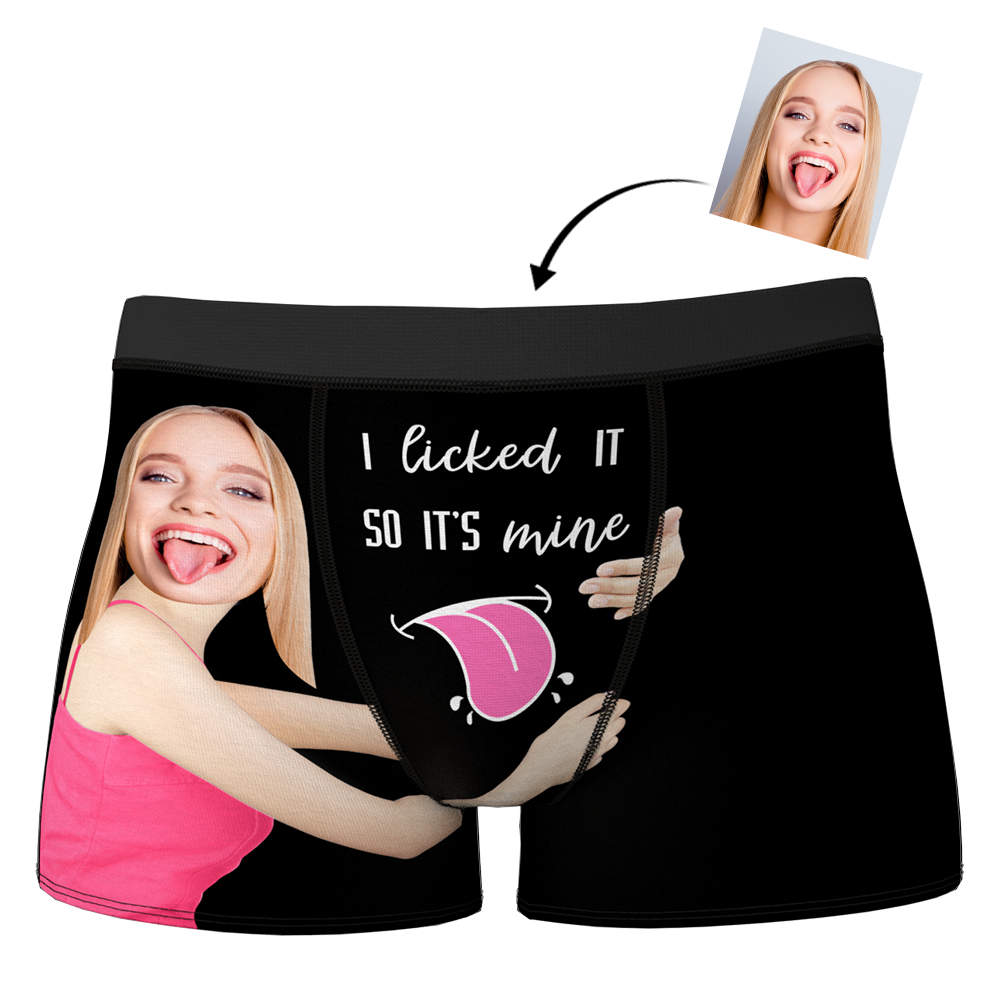Men's Custom Face On Boxer Shorts I licked IT SO IT'S mine - MyFaceBoxer