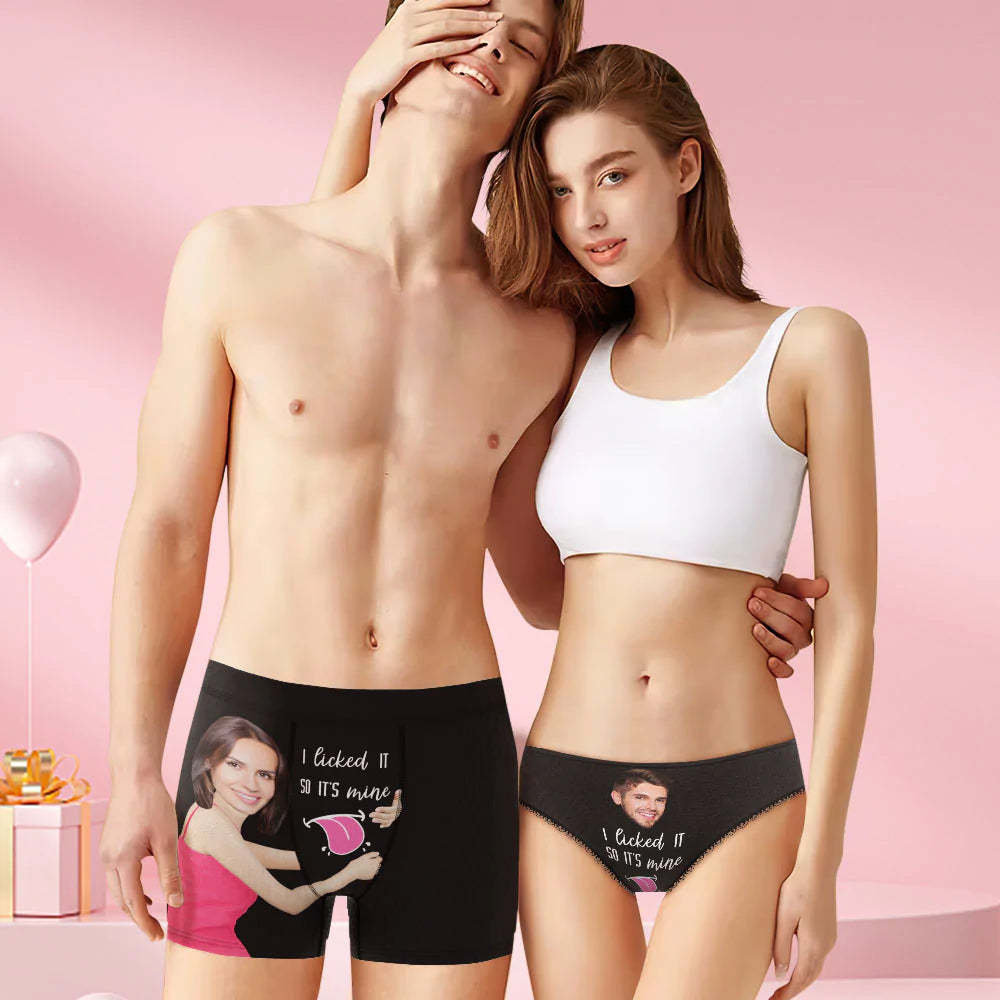 Custom Face Matching Underwear for Couples I Licked It Valentine's Day Gift - MyFaceBoxer