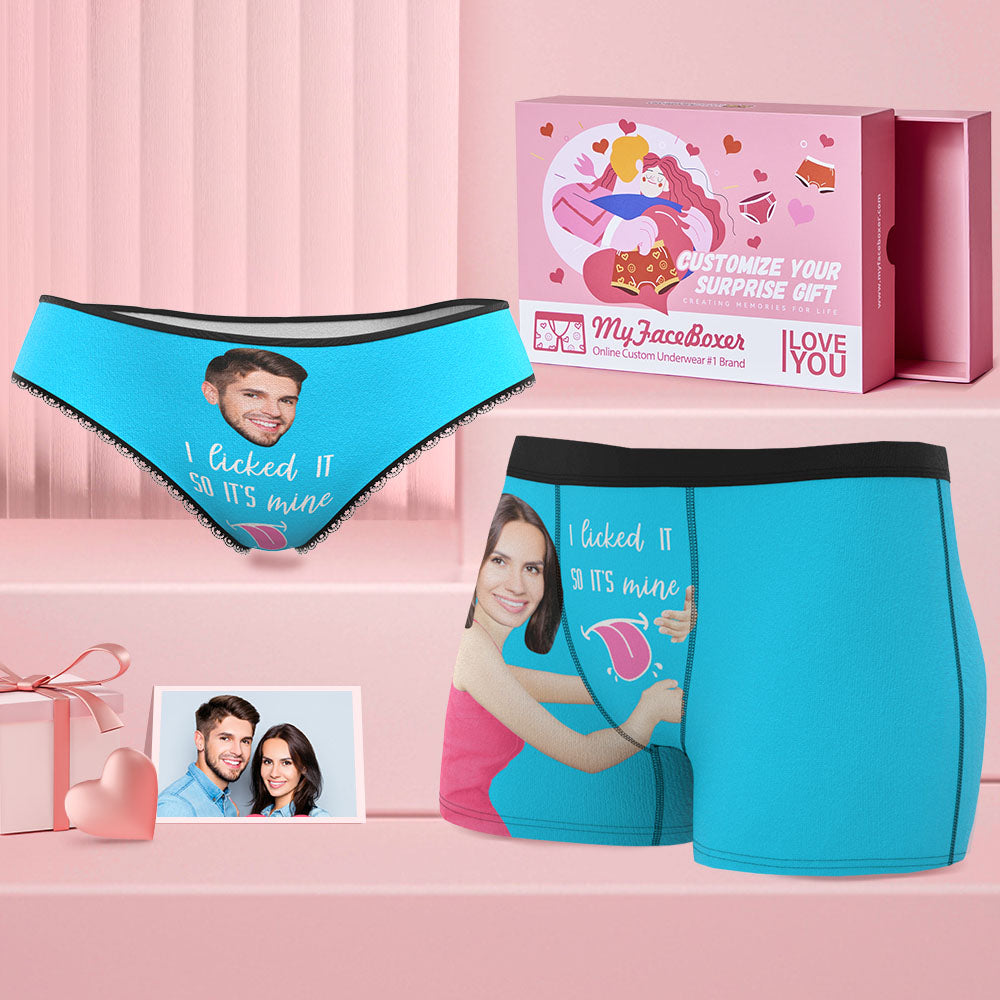 Custom Face Matching Underwear for Couples Multicolor I Licked It Valentine's Day Gift - MyFaceBoxer