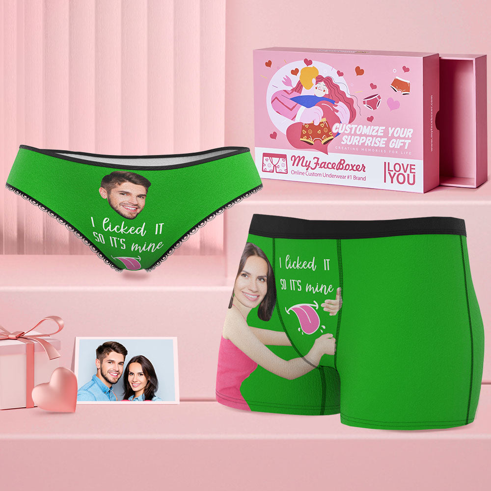 Custom Face Matching Underwear for Couples Multicolor I Licked It Valentine's Day Gift - MyFaceBoxer