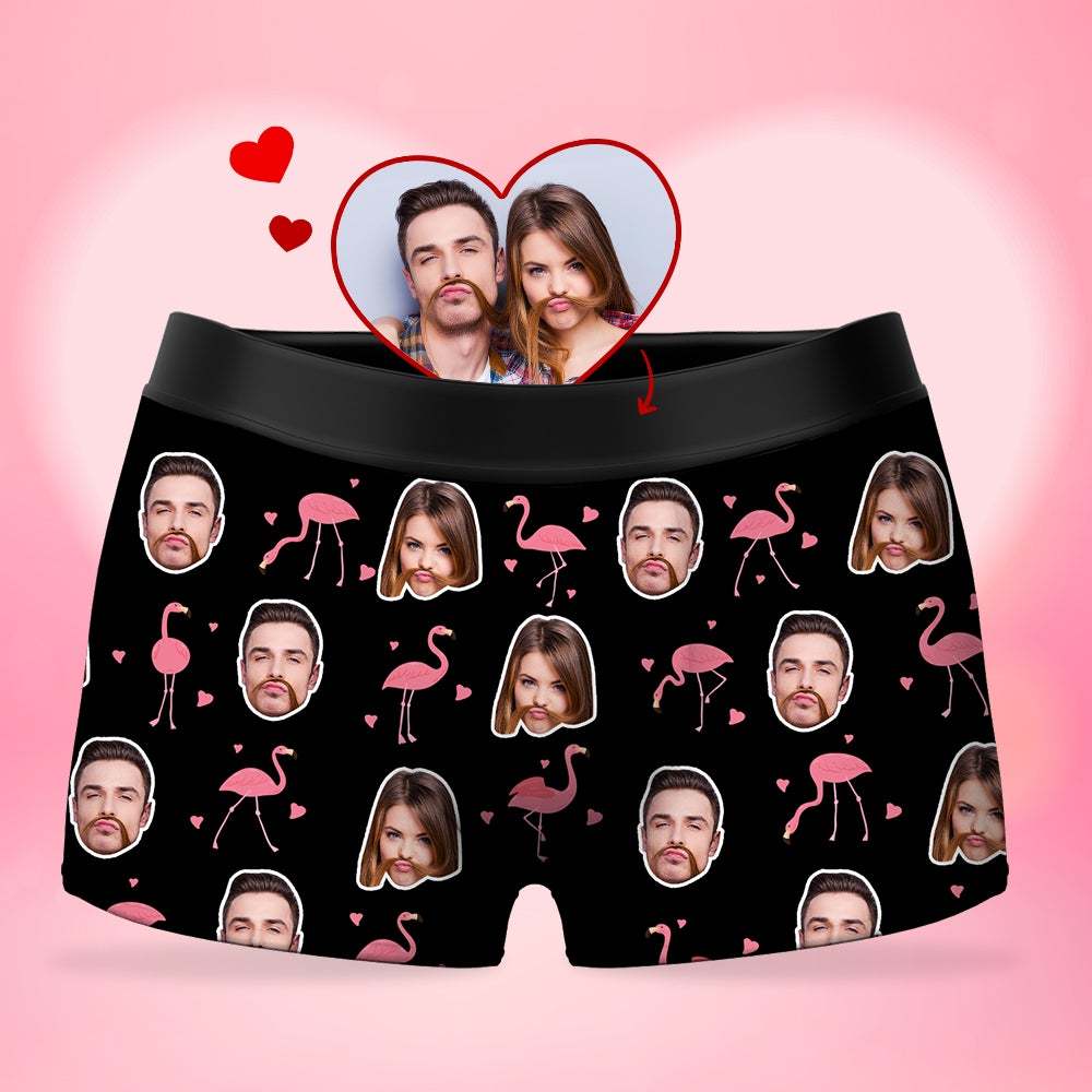 Custom Men's Photo Boxer Shorts - Flamingo Wedding Gift - MyFaceBoxer