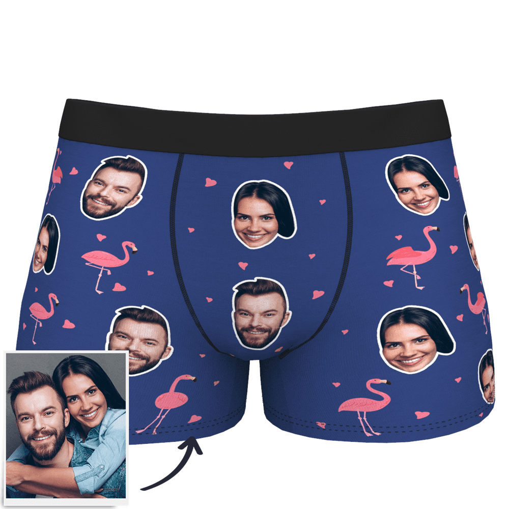 Custom Men's Photo Boxer Shorts - Flamingo Wedding Gift - MyFaceBoxer