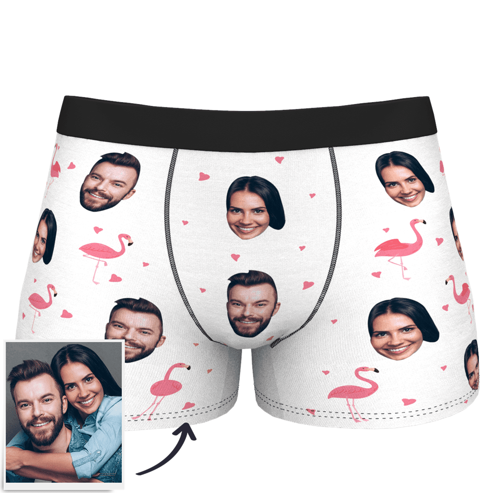 Custom Men's Photo Boxer Shorts - Flamingo Wedding Gift - MyFaceBoxer