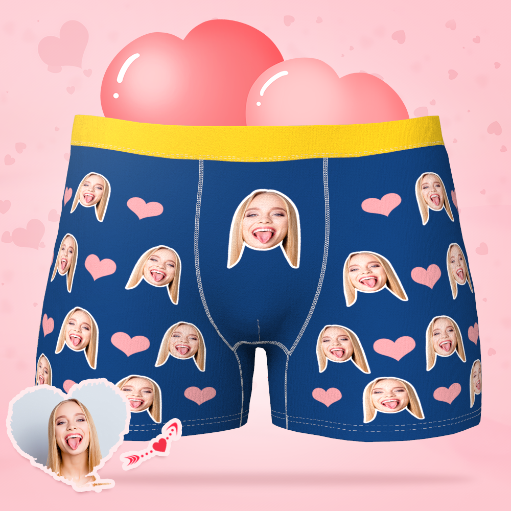 Custom Men Face Boxer Heart And Face On Boxer Shorts - MyFaceBoxer