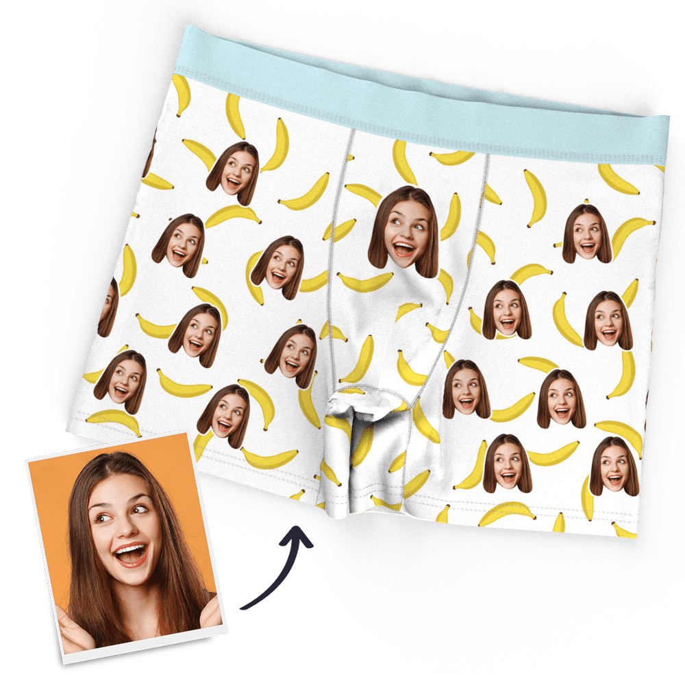 Couple Underwear Custom Men's Face On Banana Boxer Shorts - MyFaceBoxer