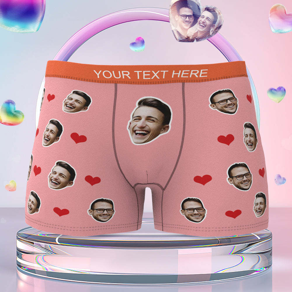 Valentine's Day gift for him Custom Men Face Boxer with Text Inscribed Waist Personalized LGBT Gifts - MyFaceBoxer