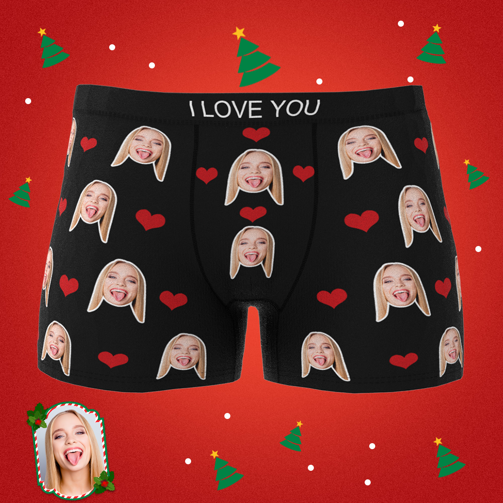 Gift For Men Custom Heart Boxer Shorts - MyFaceBoxer