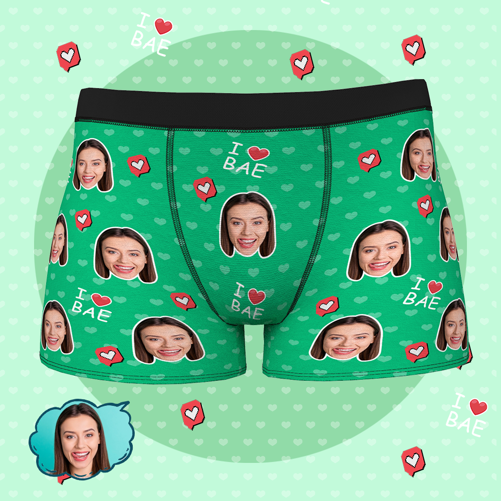 Custom Face Boxer Shorts - I LOVE BAE - MyFaceBoxer