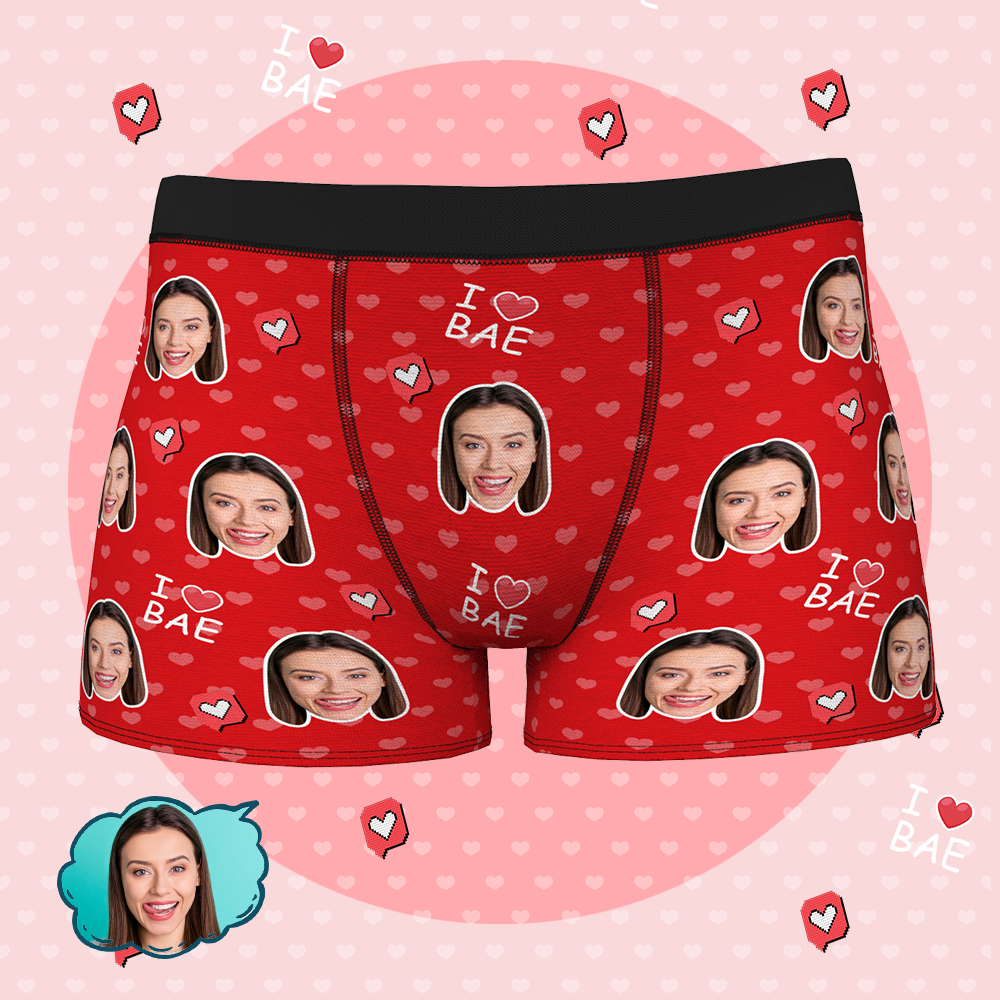 Custom Face Boxer Shorts - I LOVE BAE - MyFaceBoxer