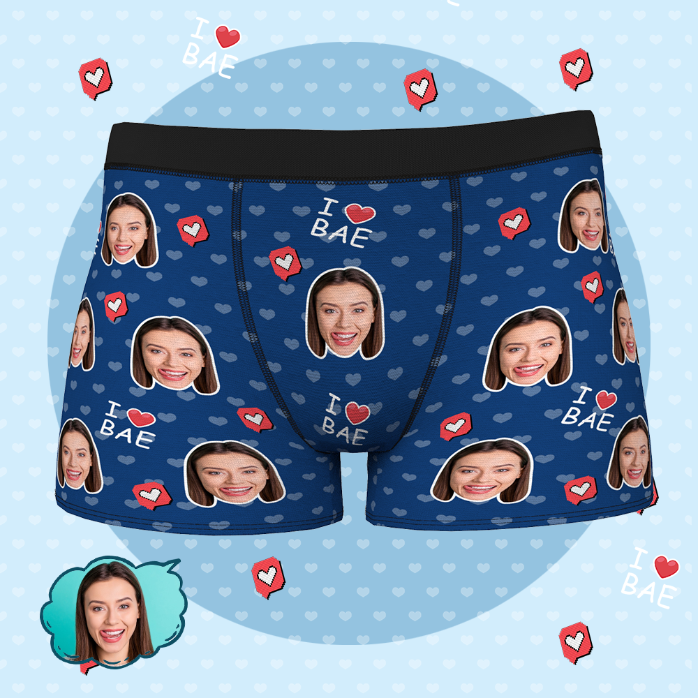 Custom Face Boxer Shorts - I LOVE BAE - MyFaceBoxer