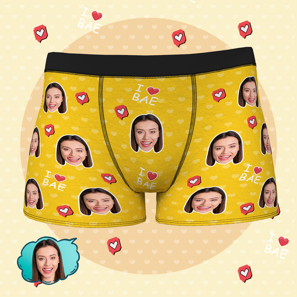 Custom Face Boxer Shorts - I LOVE BAE - MyFaceBoxer