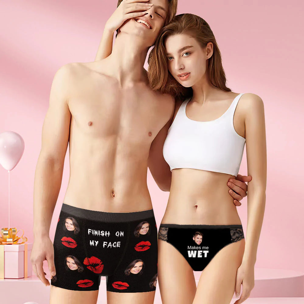 Custom Face Matching Underwear for Couples Makes Met Wet Valentine's Day Gift - MyFaceBoxer