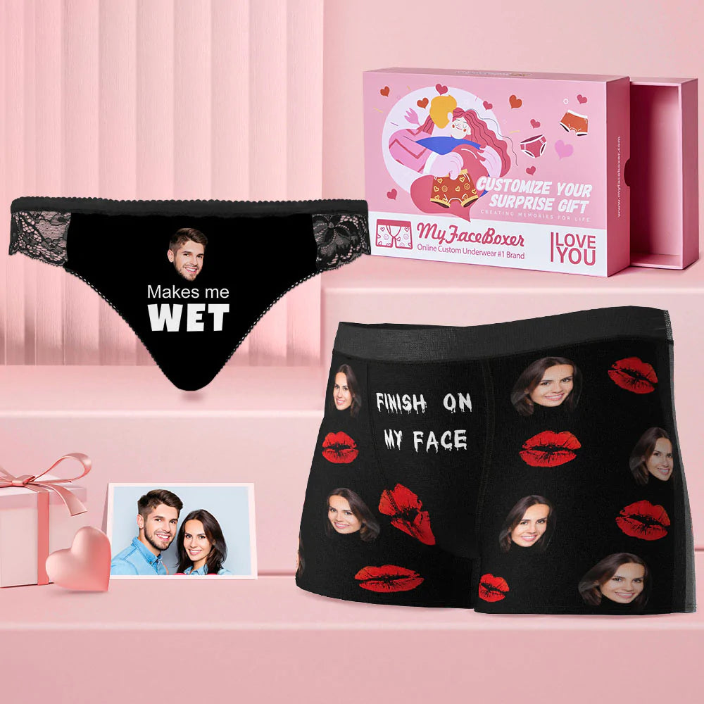 Custom Face Matching Underwear for Couples Makes Met Wet Valentine's Day Gift - MyFaceBoxer