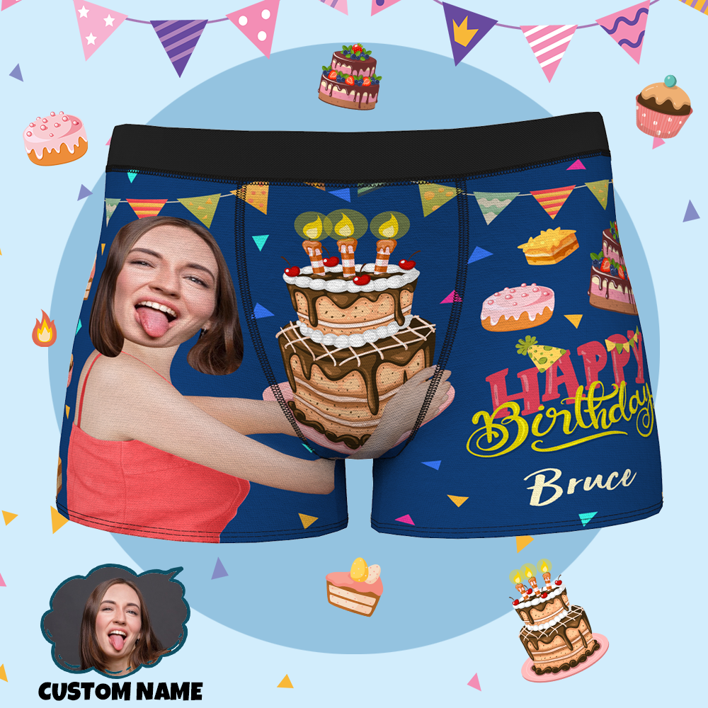 Personalized boxers Custom Face Custom Name Happy Birthday Men's All-Over Print Boxer Briefs Perfect gift for Your Husband Your Boy Friend - MyFaceBoxer