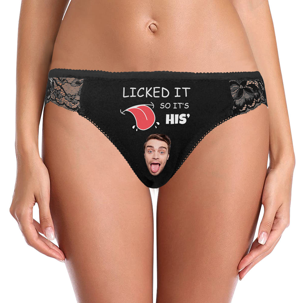 Custom Face Lace Panty Women Sexy Photo Panties Best Girfriend Gift - Licked It So It's His - MyFaceBoxer