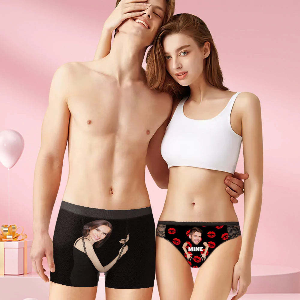 Custom Face Matching Underwear for Couples You are Mine Valentine's Day Gift for Lovers - MyFaceBoxer