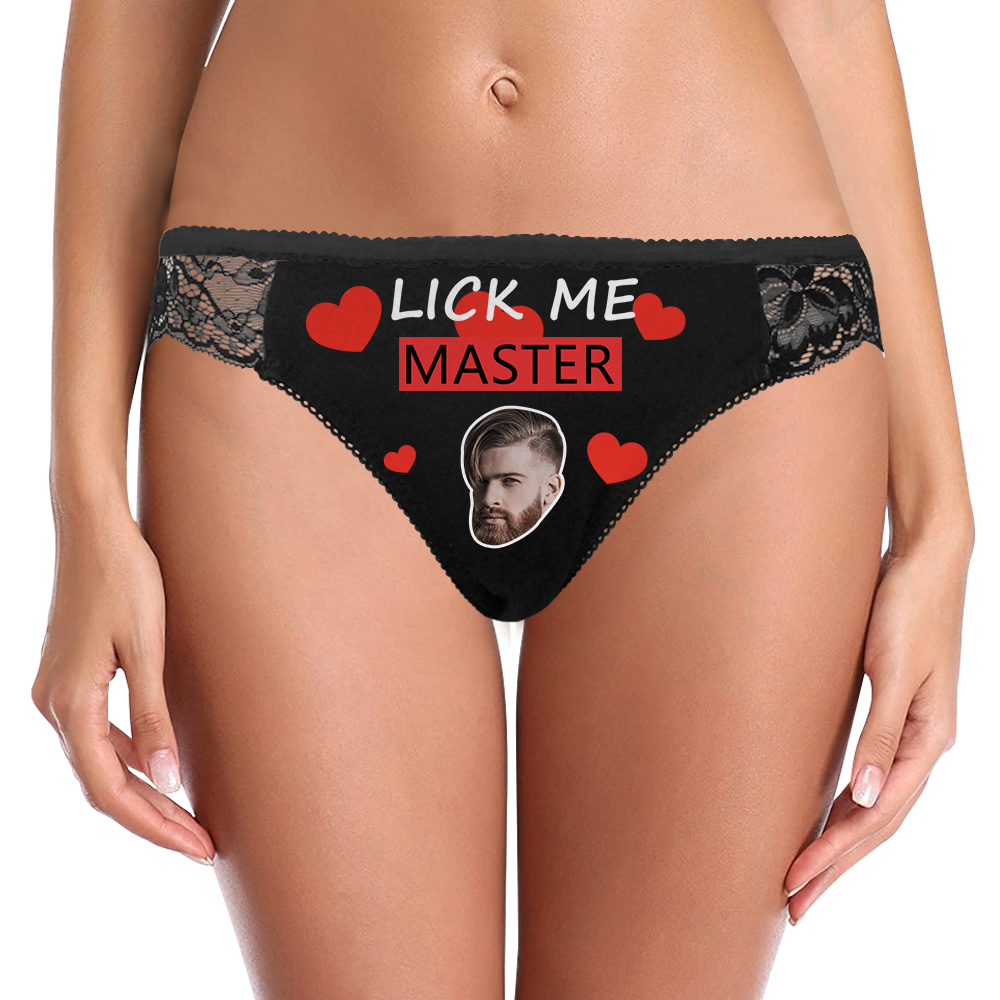 Custom Women Lace Panty Photo Panties With Boyfriend Face - LICK ME MASTER - MyFaceBoxer